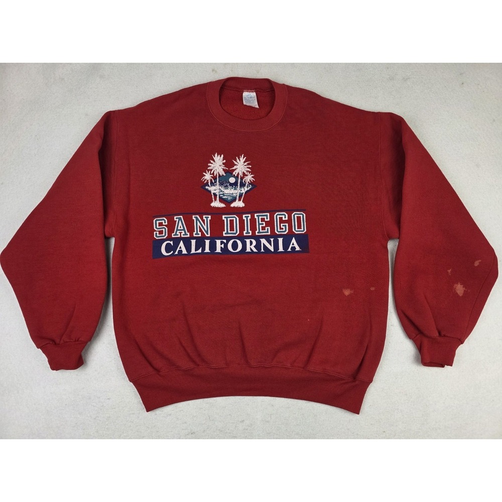 Vintage San Diego California Surfer Beach Palm Tree Sweatshirt USA Made L *READ*